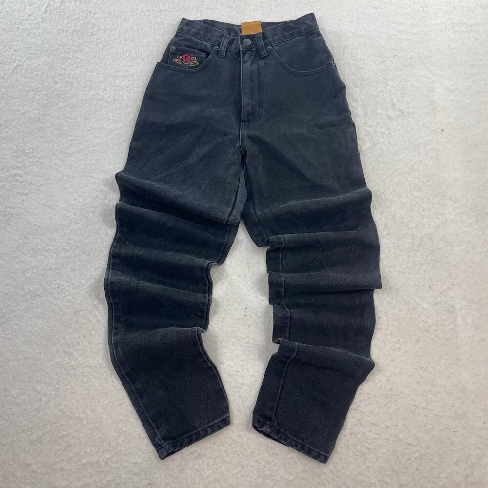 NWT Deadstock Vintage Pepe Jeans Black Denim Embroidered Jeans Size 1/2